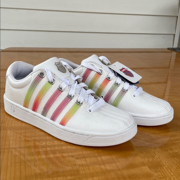 K-Swiss Women’s Tennis Shoes Size 6.5 White Color Striped - Picture 8 of 11